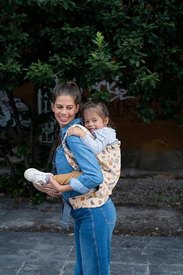 Beco Baby Carrier Toddler Carrier with Extra Wide Seat, 100% Cotton Toddler Carrying Backpack Style & Front-Carry, Lightweight & Breathable Child Carrier, Sling Carrier 20-60 lbs (Geometric)