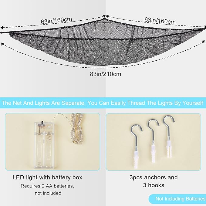 Unicorn Castle Stuffed Animals Net or Hammock Kids Toy Storage Organizer with LED Light Hanging Corner Stuffed Animals Holder Kids Girls Room Decor,Black,XL-Large-Pack of 1