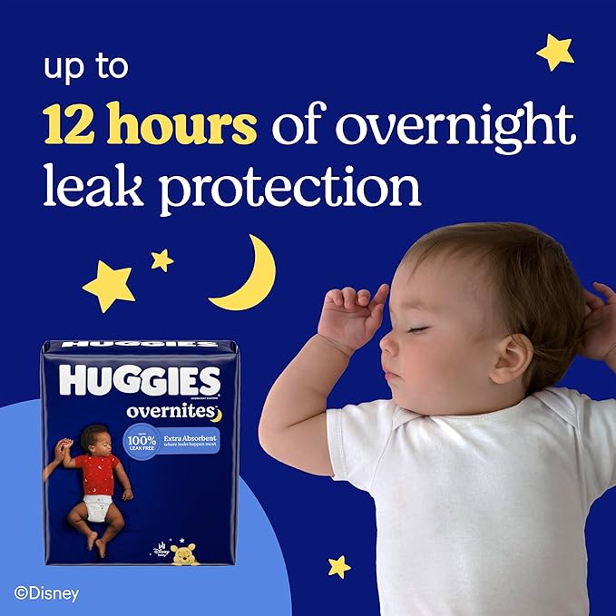 Huggies Size 5 Overnites Baby Diapers: Overnight Diapers, Size 5 (27+ lbs), 88 Ct, Packaging May Vary