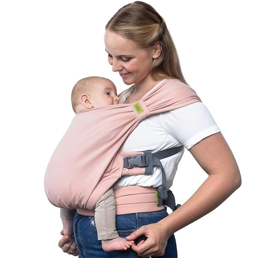 Boba Bliss Pre-Wrapped Baby Carrier with Buckle - Newborn to 7-35 lbs Light, Breathable & Easy to Adjust Hybrid Infant Sling & Toddler Carrier - Certified Hip-Healthy for 0-18 Months - Bloom