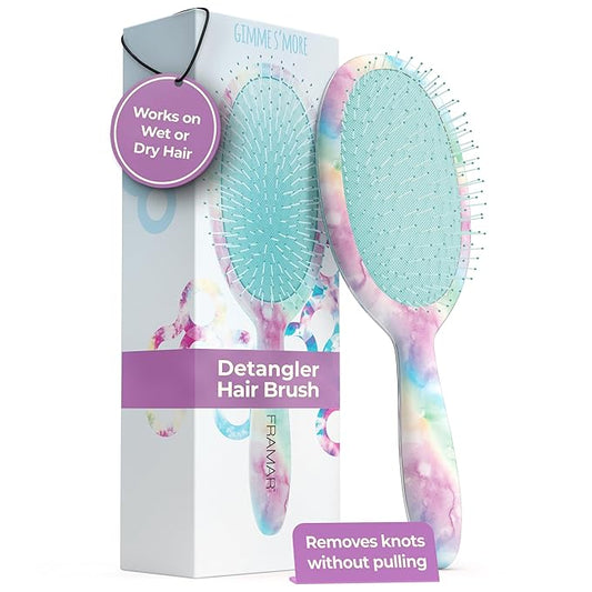 FRAMAR Purple Hair Brush Detangler, Detangling Hairbrush For Women, Wet Hair Brush For Girls, Hair Detangler Brush, Wet Hairbrush, Hairbrushes, Girls Hairbrush Detangler, Reduces Frizz – Tie Dye