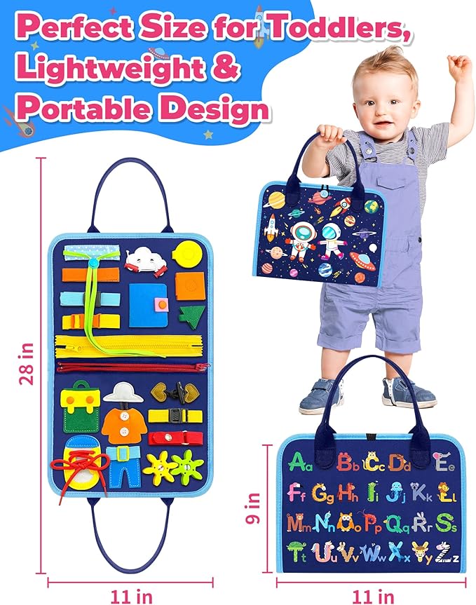Gojmzo Busy Board Montessori Toys for Toddler Boy Birthday Gifts, Busy Book Sensory Toys for Toddlers, Learning Educational Toddler Travel Activities