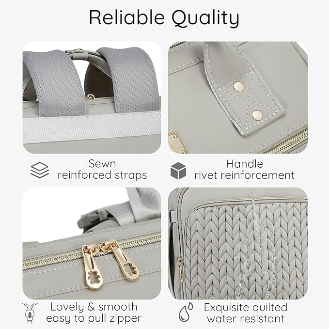 AIJIEKE Diaper Bag, Large Wide-Open Baby Diaper Backpack, Multi-functional Baby Travel Tote Bag, Diaper Bag with Changing Pad, Diaper Bags for Mom & Maternity (Grey)