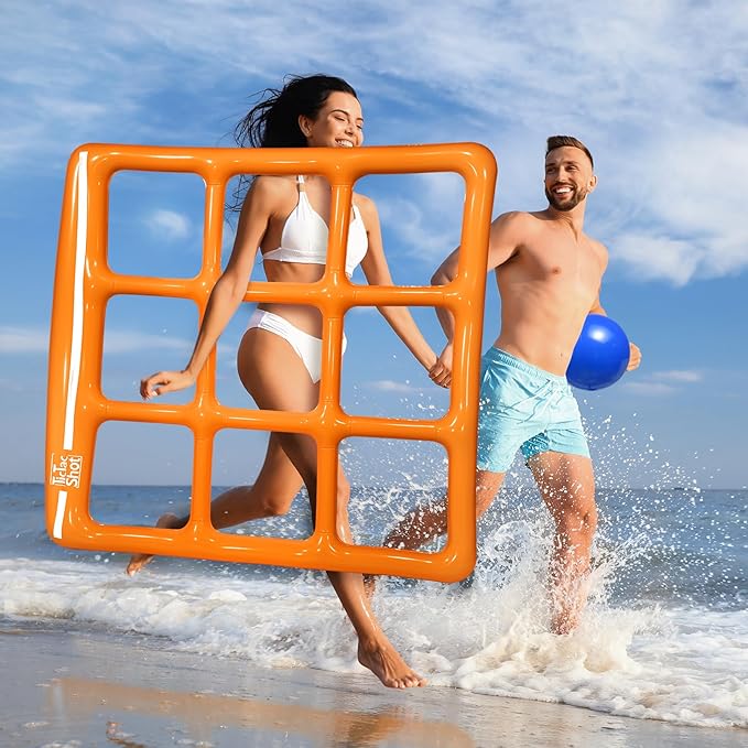 Pool Toys Games Set- Tic-Tac-Toe Inflatable Pool Toy with 10 Balls - for Adults Teens Kids 2-10 Players