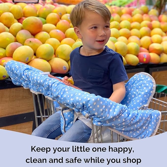 Suessie Shopping Cart Cover and High Chair Cover, Blue Dots