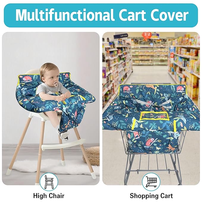 Shopping Cart Cover for Baby,2-in-1 Baby Cart Covers with Portable Cloth Bag Cart Seat Pad for Babies Grocery Cushion Cover Restaurant,Suitable for All Supermarkets and Restaurants