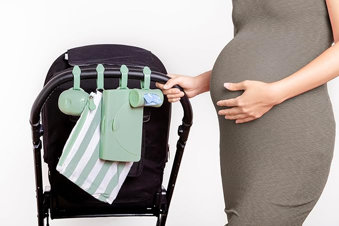 Ubbi On-The-Go Diapering Gift Set, Includes Changing Mat and Bag, Wipes Dispenser, Pacifier Holder and Bag Dispenser, Newborn Essentials, Sage