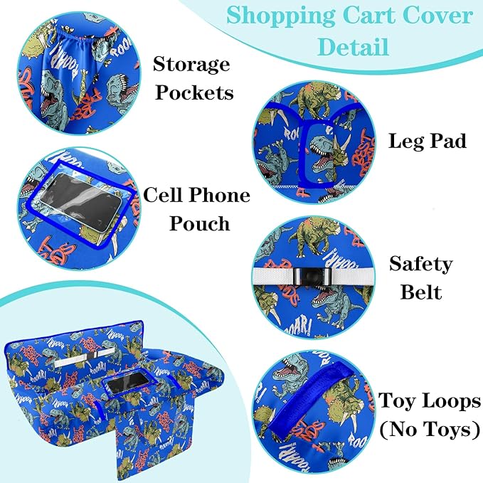 Shopping Cart Cover for Baby Girl Boy 2-in-1 High Chair Water Resistant High Chair Cover w/Phone Pouch Pocket Gender Neutral Cart Cover for Babies Padded Grocery Cart Cover for Baby