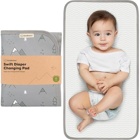KeaBabies Portable Diaper Changing Pad, Easy Wipe Clean - Foldable Waterproof Baby Changing Mat for Diaper Bag, Compact, Lightweight, 25x13 Newborn, Infant, Baby Changer Travel Essential (Woodland)