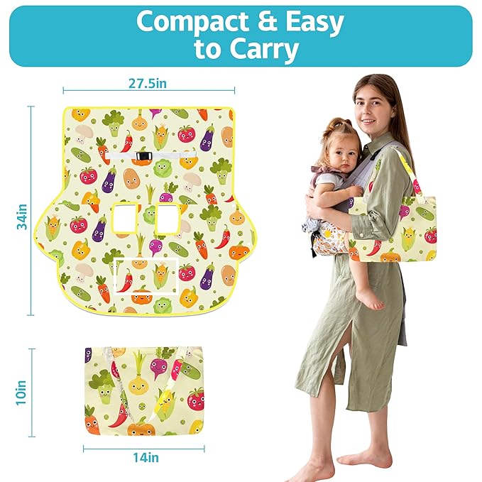Shopping Cart Cover for Baby,2-in-1 Baby Cart Covers with Portable Cloth Bag Cart Seat Pad for Babies Grocery Cushion Cover Restaurant,Suitable for All Supermarkets and Restaurants