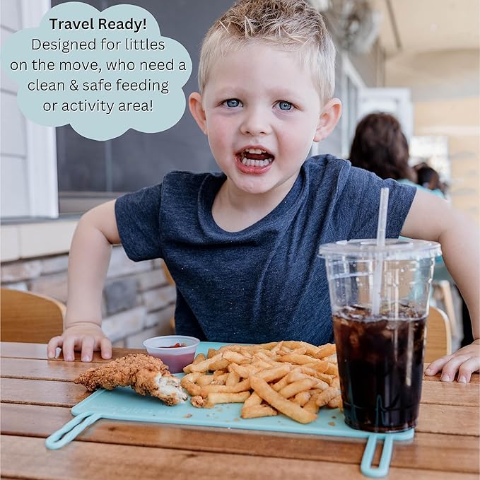 The Table Tyke Silicone Placemats for Toddlers with Patented Edge Bumper | Kids Placemats Non Slip Travel Ready | Baby Placemat BPA Free for Restaurant Dining Table | Lilac