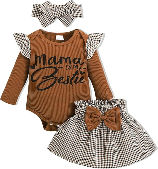 Newborn Infant Clothes Baby Girl Dress Summer Toddler Outfit Cute Girl Romper Skirt Set+Headband