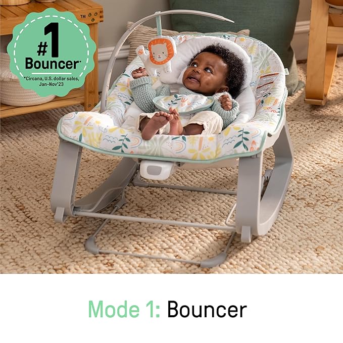 Ingenuity Keep Cozy 3-in-1 Grow with Me Vibrating Baby Bouncer Seat & Infant to Toddler Rocker, Vibrations & Toy Bar, 0-30 Months Up to 40 lbs (Madi)