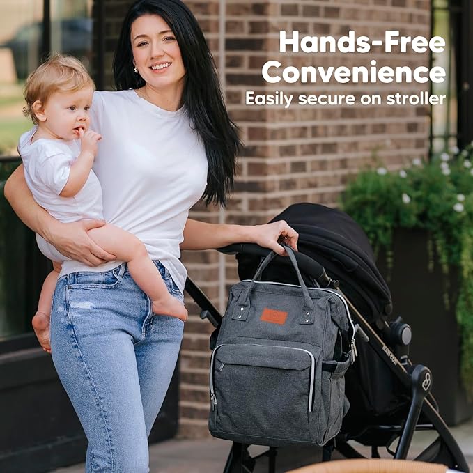 KeaBabies Baby Diaper Bag Backpack - Large Baby Bag for Boys, Girls, Waterproof Multi Function Travel Diaper Backpack with Changing Pad, Durable Travel Essentials for Moms and Dads (Mystic Gray)