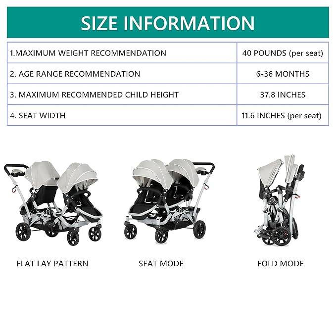 Dream On Me Track Tandem Double Umbrella Stroller in Light Grey, Lightweight Double Stroller for Infant and Toddler, Multi-Position Reversible & Reclining Seats, Large Storage Basket and Canopy