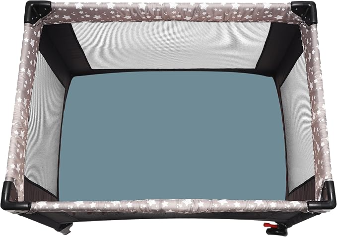 Pack and Play Sheets Fitted, 2 Pack Pack n Play Sheets for Graco Pack n Play Mattress, Unisex Playard Sheets for Boys Girls (Clouds & Dark Green)