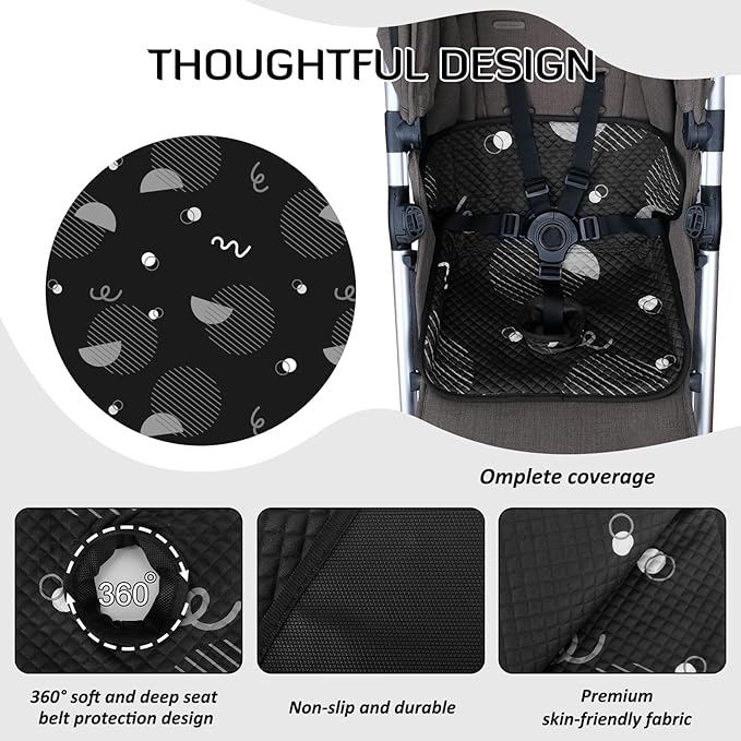 INFANZIA Dry Seat, Car Seat Protector Waterproof Carseat Liner Potty Training Toddlers, Baby and Infants, Piddle Pad for Carseats Strollers (Geometric Black, 2 Packs