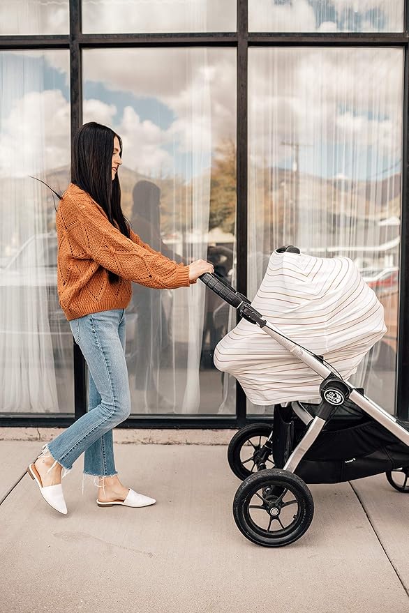 Copper Pearl Multi-Use Cover: Car Seat Covers, Nursing Cover, and Stroller Cover for Sun - Stretchy Fabric, All-Season Use, Stylish Designs, Easy Access for Moms - Piper