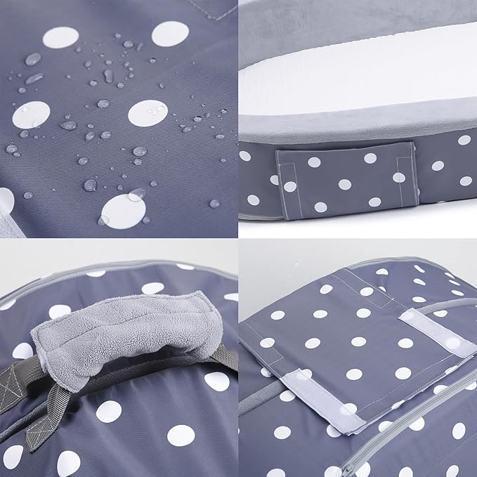 Mooedcoe Portable Foldable Toddler Travel Bed with Sides, Portable Toddler Bumper Bed for Travel Kid Foam Sleeping Cot for Children 18M – 5yr Old