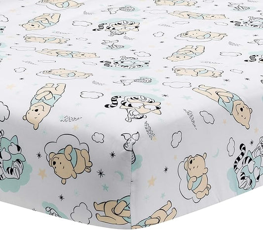 Lambs & Ivy Disney Baby Winnie The Pooh Hugs White Fitted Crib Sheet
