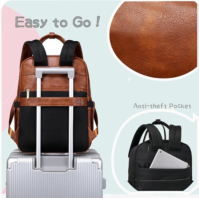 18 Pockets Diaper Bag Backpack with Waterproof Pockets and Stroller Buckle, Convertible Tote Bag (Brown, Large)