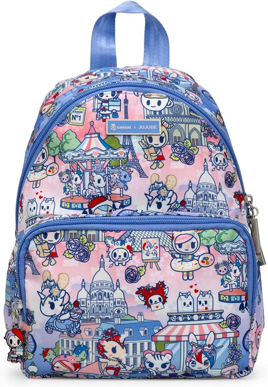 JuJuBe x tokidoki C'est la vie à Paris Everyday Mini Small Diaper Backpack, Essentials for Mom, Newborn & Baby, Women’s Purse, Baby Bottle Pockets, Adjustable Padded Straps, Machine Washable