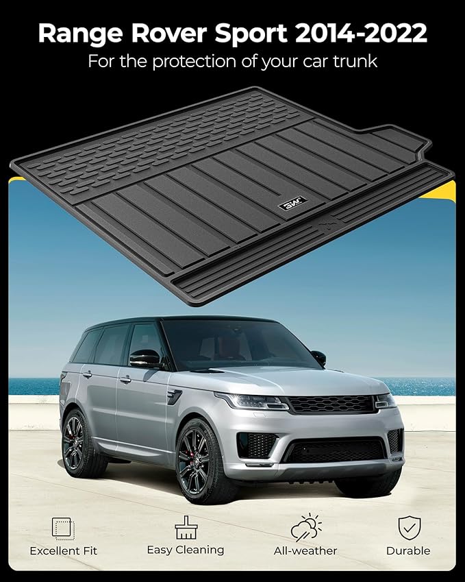 3W Cargo Liner Fit for Range Rover Sport 2014-2022,TPE All Weather Custom Fit Trunk Mat for Range Rover Sport Full Set Car Mats, Black