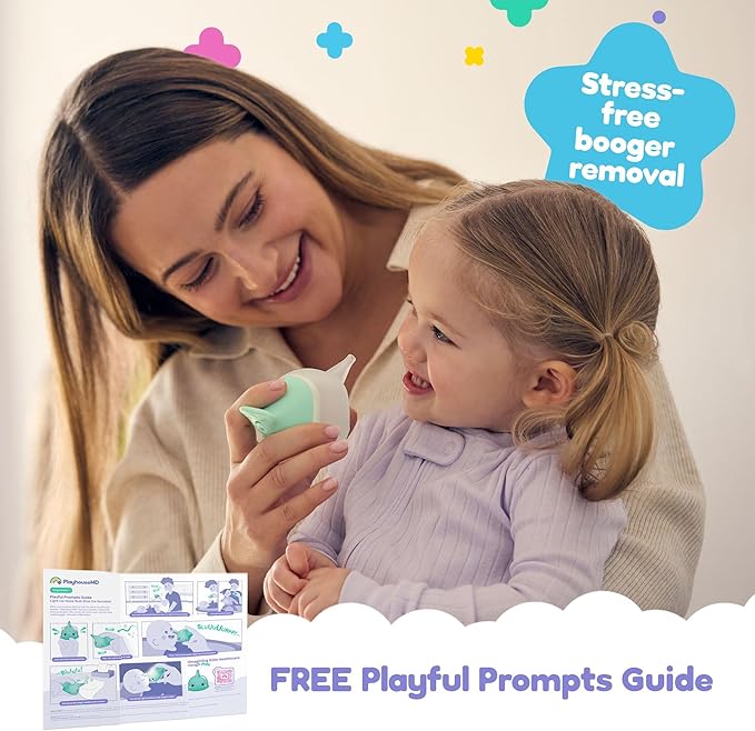 Booger Buddy Nasal Bulb, Narwhal - with LED Light for Babies & Toddlers – BPA-Free Snot Remover for Infant Stuffy Nose and Congestion Relief – Easy to Clean Design
