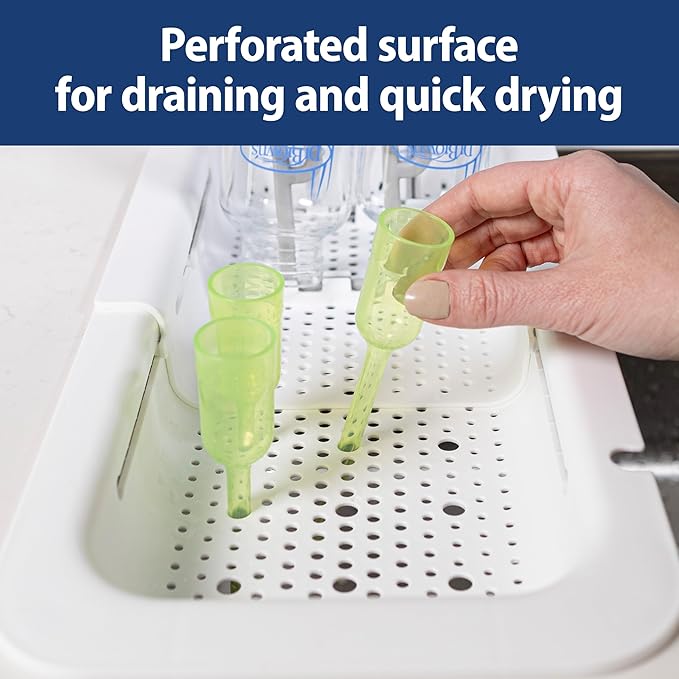 Dr. Brown's Sink Caddy for Baby Bottles and Parts with Two Brush Holders, Over The Sink Kitchen Storage, Drying Rack, and Organizer, BPA-Free
