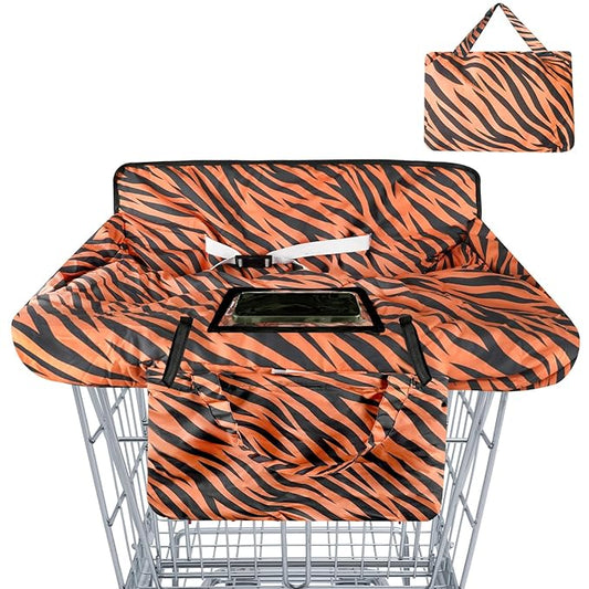 Shopping Cart Cover for Baby Girl & Boy 2-in-1 High Chair Water Resistant High Chair Cover w/Phone Pouch & Pocket Gender Neutral Cart Cover for Tiger Texture Babies Padded Grocery Cart Cover for Baby