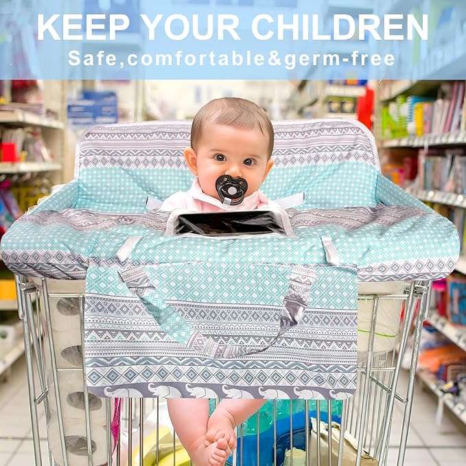 Shopping Cart Cover for Baby 2-in-1 High Chair Cover with Safety Harness Multifunctional Dinosaur Pattern Cart Covers for Babies Soft Padded Grocery Cart Cover for Baby Boy Girl
