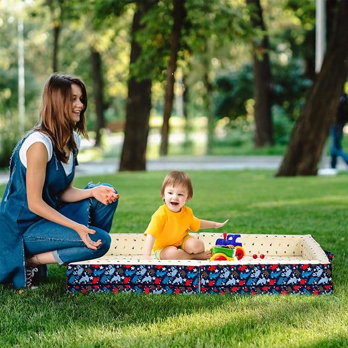 100% Cotton Lining Portable Foldable Toddler Travel Bed - Soft Foam Floor Bed with Washable Cover, Safe and Comfortable Toddler Crib, Ocean Blue