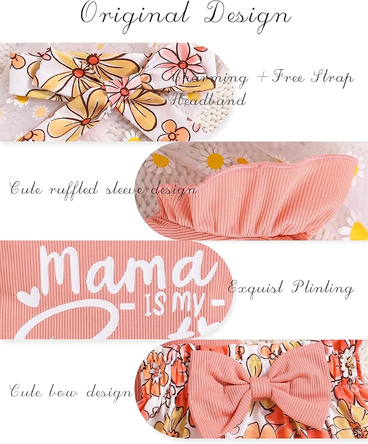 Newborn Infant Clothes Baby Girl Dress Summer Toddler Outfit Cute Girl Romper Skirt Set+Headband