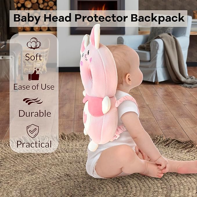 Bunny Baby Head Protector Backpack for Falling Crawling and Walking Toddler Essentials Harness Infant Helmets Baby Lover Gifts, Easter Basket Stuffer Essentials