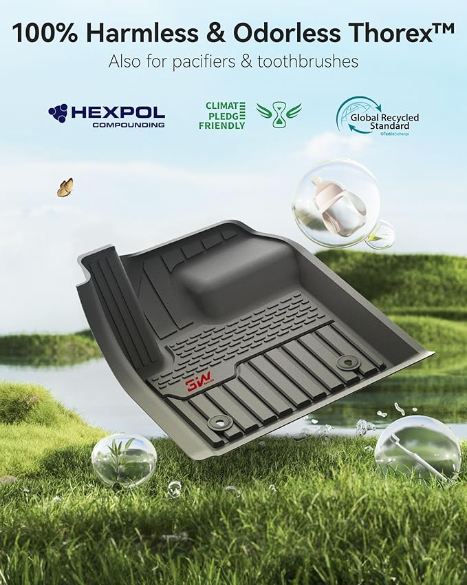 3W Floor Mats Fit for Land Rover/Range Rover Evoque 2020-2024 2025 2026, TPE All Weather Custom Fit Floor Liner,1st & 2nd Row Full Set TPE All-Weather Car Mats with Red Logo, Black