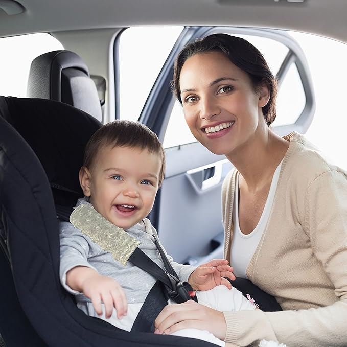 Baby Car Seat Neck Cover, Car Seat Strap Cover, Seat Belt Cushions Pads, Shoulder Strap Protectors, Reversible Pram Harness Covers in Minky, Baby Neck Pad Protector