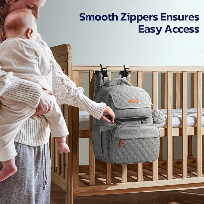 Maelstrom Diaper Bag Backpack,29L-45L Expandable Large Baby Bag for 2 Kids/Twins, with Removable Cross Body Bottle Bag for Mom/Dad,Stylish Nappy Bag Gift for Boys/Girl-Mothers Day Gifts-Elegant Grey