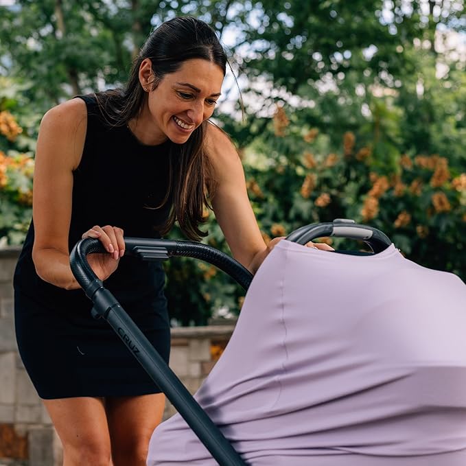 Milk Snob Original 5-in-1 Luxe Nursing Cover in Lavender - Added Privacy Breastfeeding Cover, Car Seat Cover for Carrier, Stroller, High Chair, Shopping Cart, Lounger Canopy, Newborn Essentials