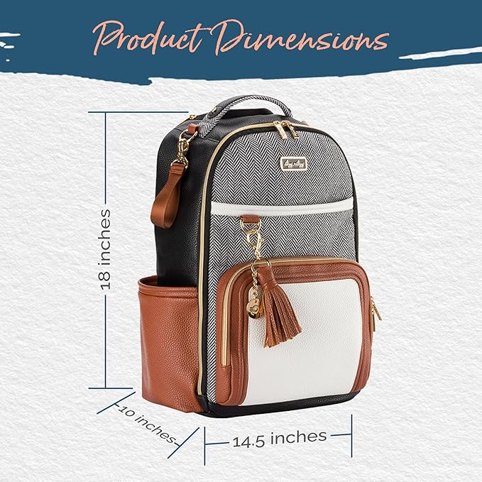 Itzy Ritzy Diaper Bag Backpack – Large Capacity Boss Plus Baby Backpack Diaper Bag Featuring 19 Pockets, Changing Pad, Stroller Clips, and Comfortable Straps (Coffee & Cream)