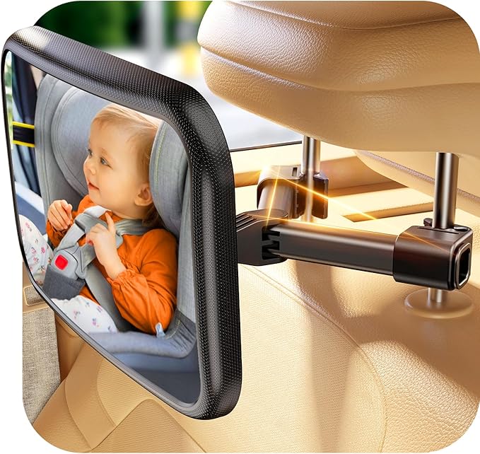 Baby Car Mirror for Baby Hook Clip Design Never Shake Baby Mirror for Car Seat Mirror Rear Facing Newborn Essentials Easy Install Back Seat Mirrors for Car ShatterProof Crash Tested Baby Shower Gifts