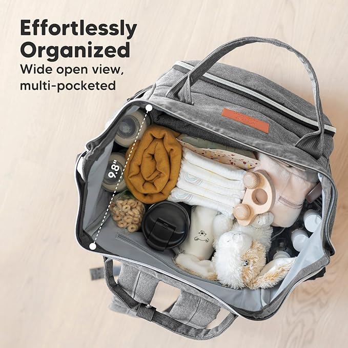 KeaBabies Baby Diaper Bag Backpack - Large Baby Bag for Boys, Girls, Waterproof Multi Function Travel Diaper Backpack with Changing Pad, Durable Travel Essentials for Moms and Dads (Classic Gray)