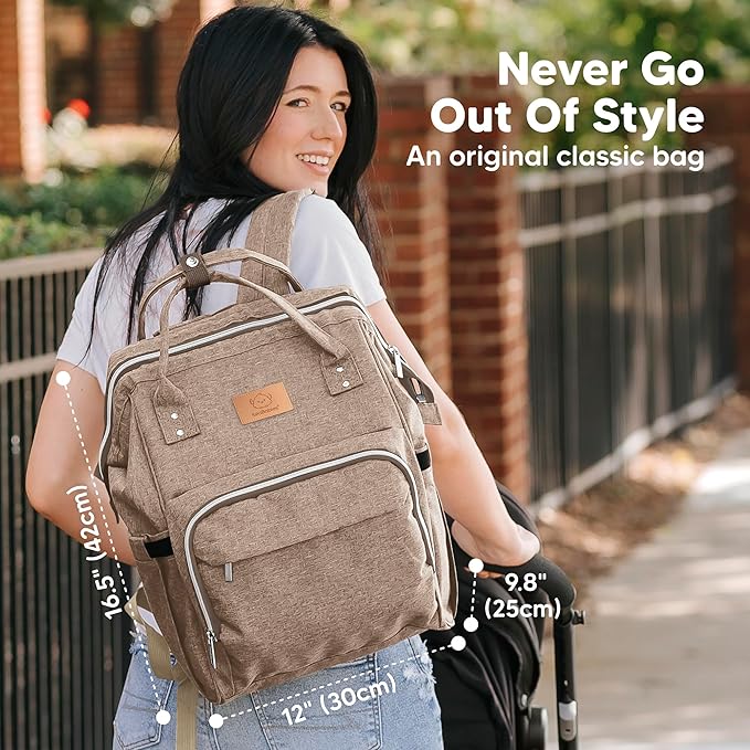 KeaBabies Baby Diaper Bag Backpack - Large Baby Bag for Boys, Girls, Waterproof Multi Function Travel Diaper Backpack with Changing Pad, Durable Travel Essentials for Moms and Dads (Coffee Brown)