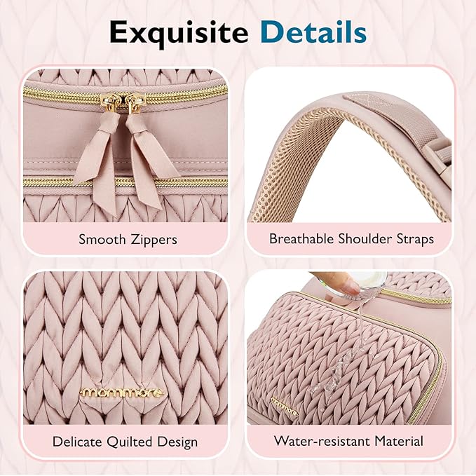 mommore Diaper Bag Small Diaper Backpack Stylish Baby Travel Backpacks with Insulated Pockets, Changing Pad, Stroller Straps