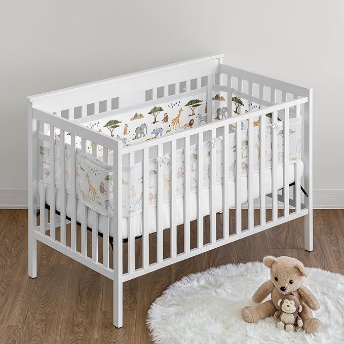 Sweet Jojo Designs + BreathableBaby 2-Piece Breathable Mesh Crib Liner Set (Jungle Animals) for Boys/Girls, Baby, Infants/Newborn Nursery (Boho, Safari Animal, Elephant, Lion, Leopard, Cheetah, Green)