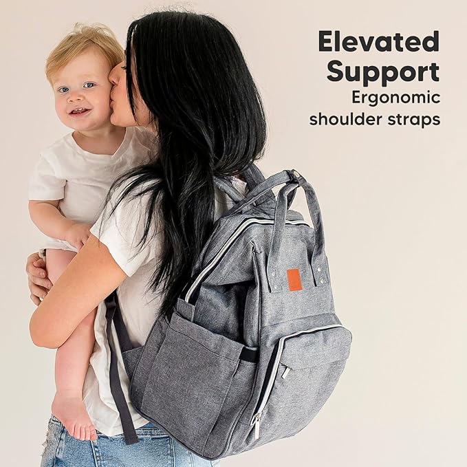 KeaBabies Baby Diaper Bag Backpack - Large Baby Bag for Boys, Girls, Waterproof Multi Function Travel Diaper Backpack with Changing Pad, Durable Travel Essentials for Moms and Dads (Classic Gray)
