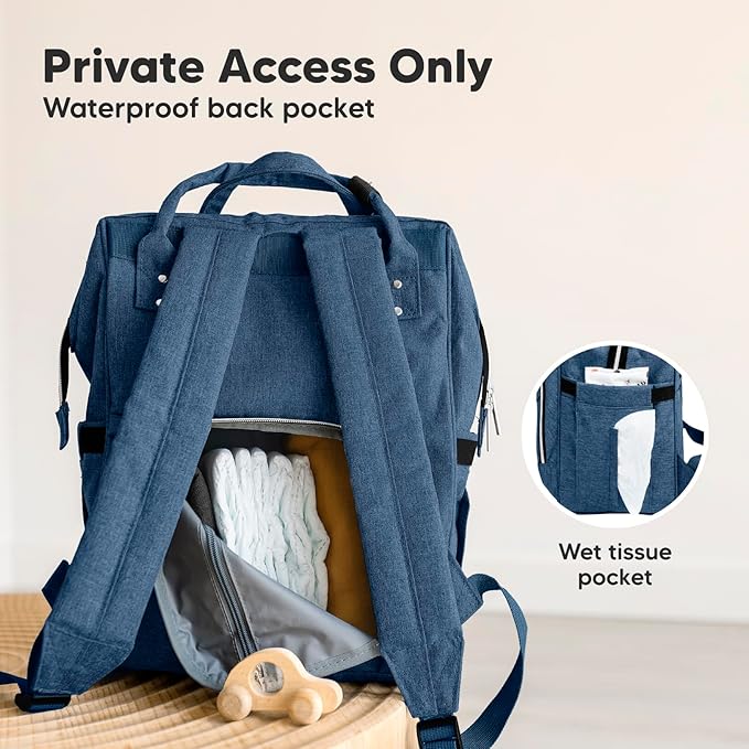 KeaBabies Baby Diaper Bag Backpack - Large Baby Bag for Boys, Girls, Waterproof Multi Function Travel Diaper Backpack with Changing Pad, Durable Travel Essentials for Moms and Dads (Navy Blue)