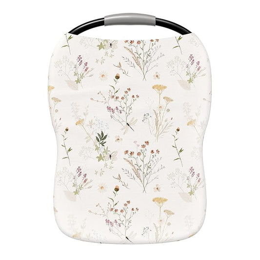 Pobi Baby Premium Multi-Use Cover - Nursing Cover, Baby Car Seat Covers, Shopping Cart, High Chair, and Breastfeeding Cover - Ultra-Soft, Stretchy, Floral Scarf for Baby and Mom (Wildflower)