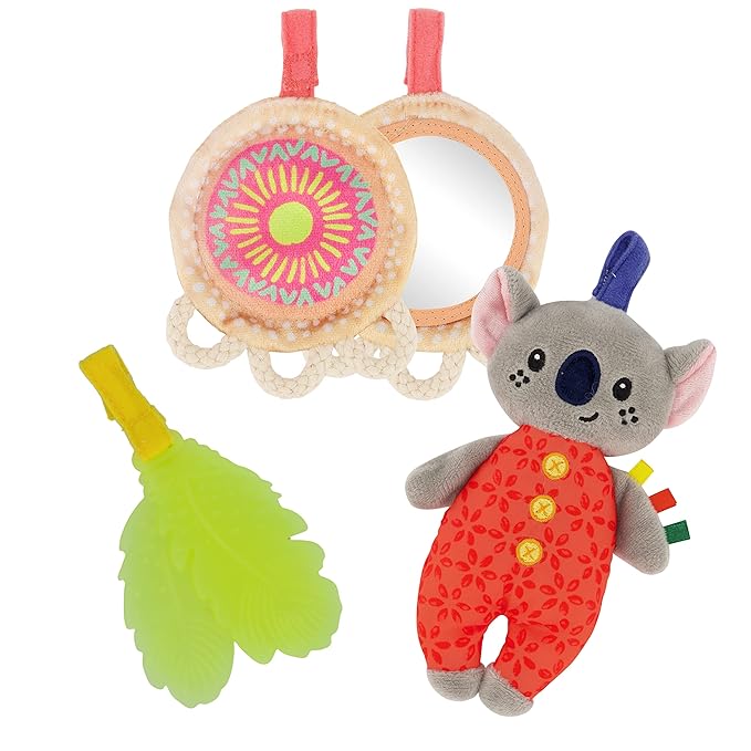 Infantino 3-in-1 Tummy Time & Seated Support & Mini Gym, Baby Floor Seat for Tummy Time & Early Sitting, Soft, Supportive, Engaging Toys, Koala