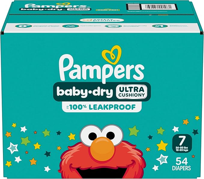 Pampers Diapers - Baby Dry - Size 7, 54 Count, Absorbent Disposable Infant Diaper (Packaging May Vary)
