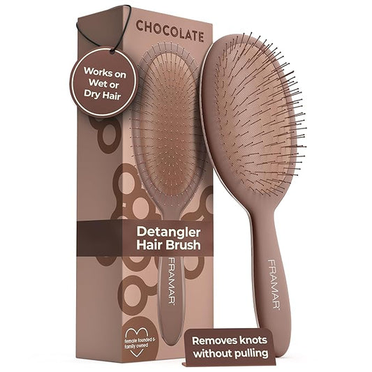 FRAMAR Chocolate Hair Brush Detangler – Wet Hair Brushes For Women, Womens Hair Brush, Hair Accessories, Hairbrush For Women, Cepillos Para Cabello, Reduces Breakage – Detangle Brush